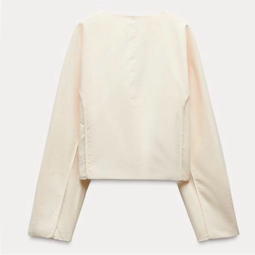 Zara Cream Tie-Front Blouse | NWT Seam Detail Bow Jacket - Picture 4 of 7